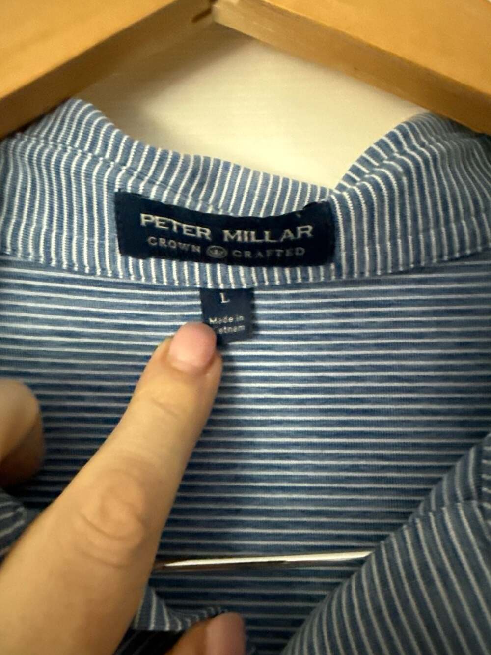 Peter Millar Crown Crafted Performance Polo Blue Striped Texture Shirt - Picture 5 of 8